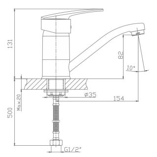 Смеситель для кухни Haiba HB4506-2 хром